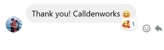Buyer message: Thank you! Calldenworks
