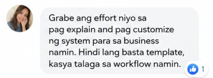 Buyer message praising customization effort