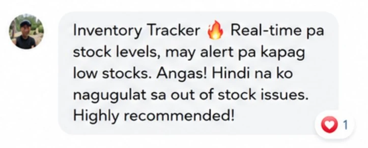 Buyer message: real-time stock levels with low stock alerts